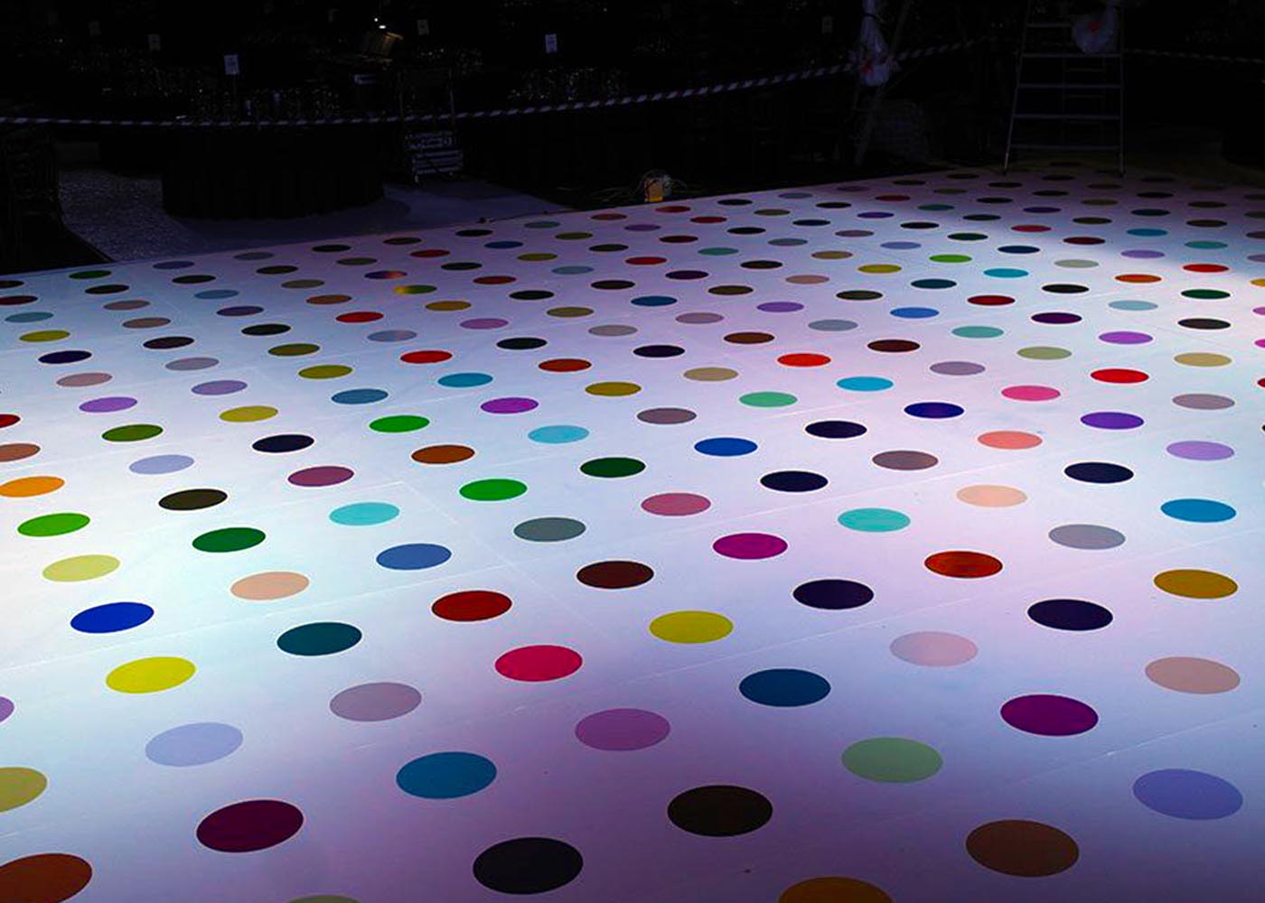 Damien Hirst Spot Painting Dance Floor at the Brit Awards