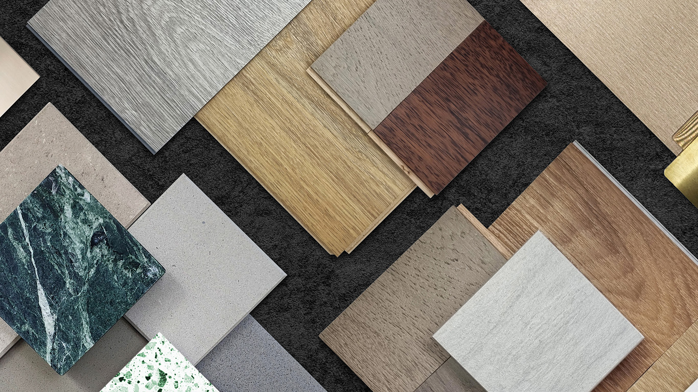 Wooden Interior Moodboard with Green Tiles