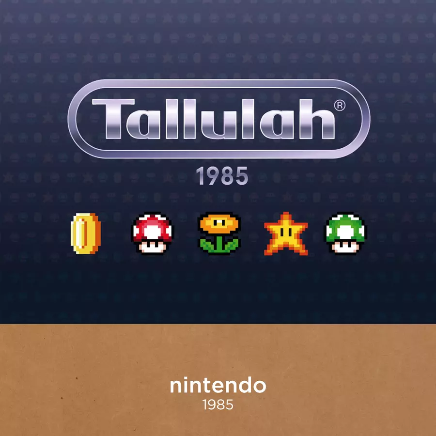 Tallulah in the style of Nintendo with Mario Bros icons