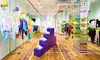Koibird Store Interio with vinyl stripes on floors, walls and ceilings
